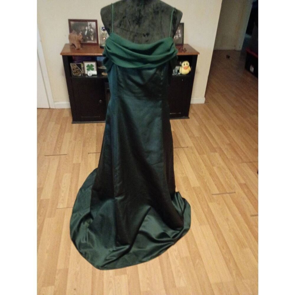 Vintage Y2K Size 18 Michaelangelo Green Spaghetti Strap Formal Maxi Long Dress
